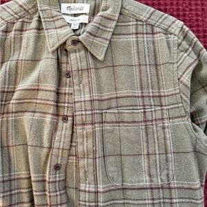 Madewell Olive and Brown Plaid Shirt